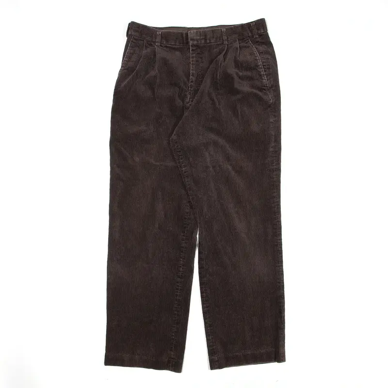 PARKLAND Pleated Corduroy Trousers Brown Regular Straight Mens W30 L28