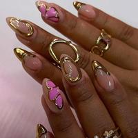 Removable Nail Art Artificial Full Cover, 24pcs/set Flower Pattern Fake Nail with Nail File & Tape, Women Girls DIY Manicure,...