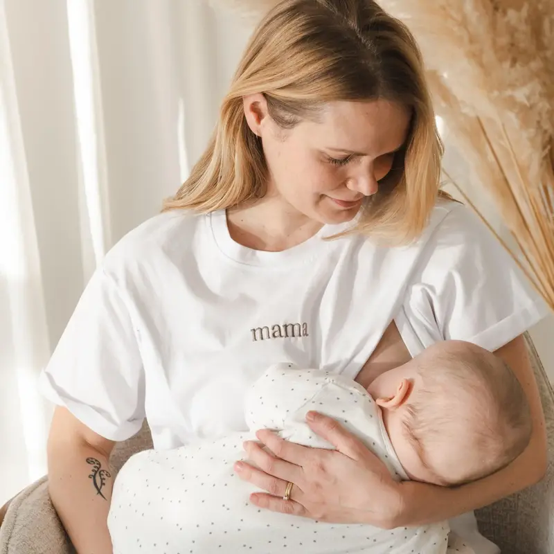 Mama Tee - Organic Cotton Nursing Top for Breastfeeding Moms with Hidden Zippers & Eco-Friendly Fabric | Postpartum Outfits