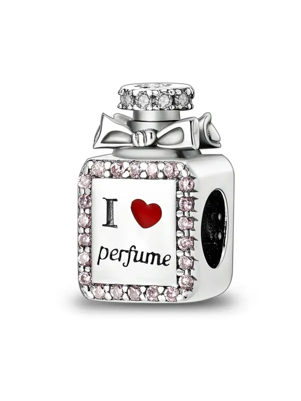 Fashion Perfume Bottle Shaped Beads, Rhinestone & Heart & Letters Decor Charm for Women Bracelet and Necklace Making, Suitabl...