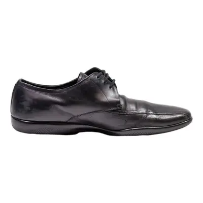 PRADA Moccasin Shoes Black Leather Mens UK 8