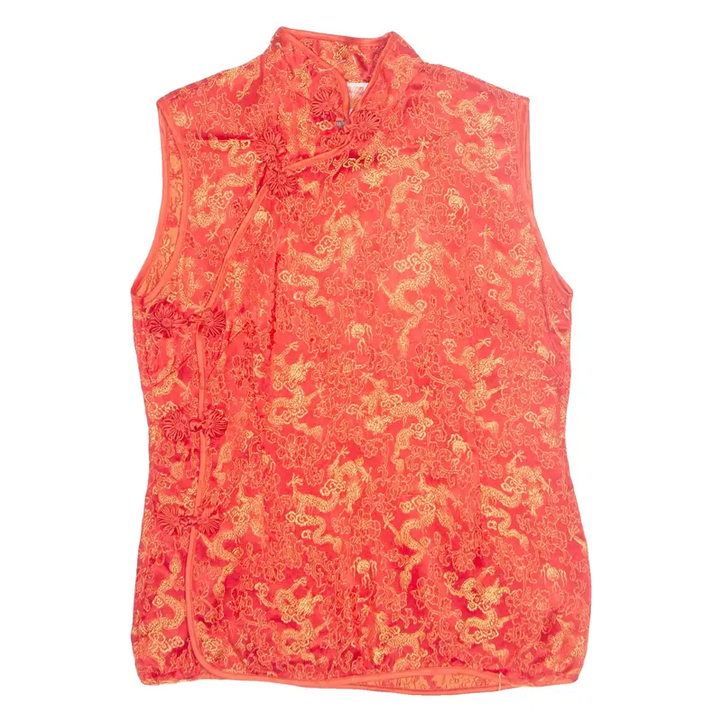 ORIENTAL Womens Printed Top Red Sleeveless Crazy Pattern M