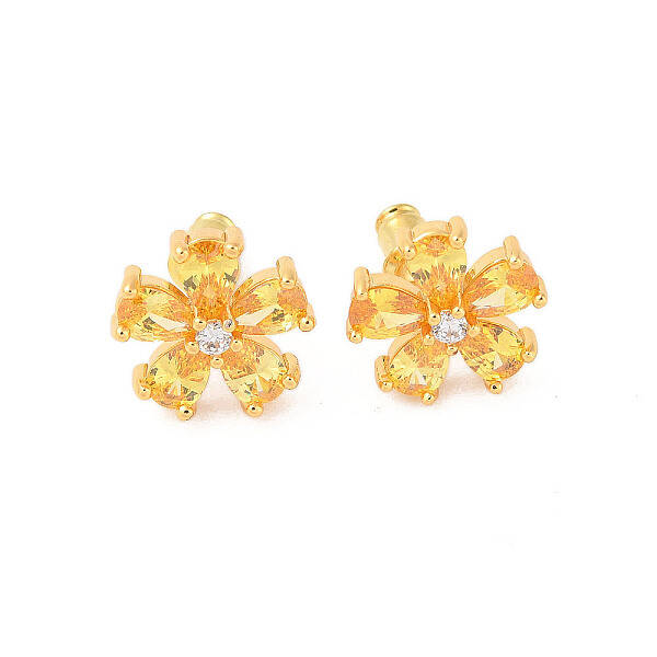 Rack Plating Brass Micro Pave Cubic Zirconia Stud Earrings