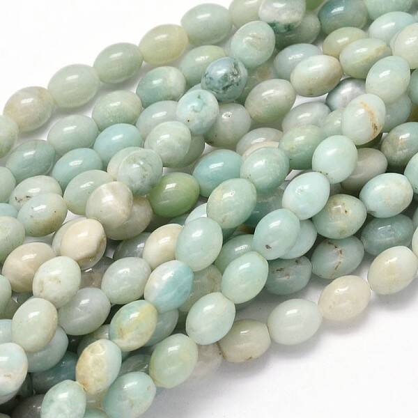 Oval Natural Flower Amazonite Bead Strands