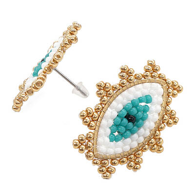 Glass Seed Beaded Stud Earrings