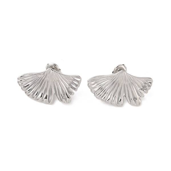 Non-Tarnish Leaf 304 Stainless Steel Stud Earrings for Women