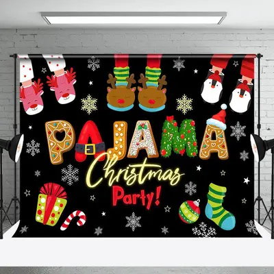 Aperturee Black Gingerbread Pajama Christmas Party Backdrop - Aperturee