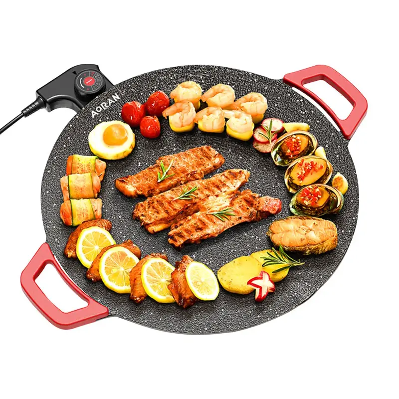 Portable Electric Korean BBQ Grill, Indoor Smokeless Grill,Non-stick Grill Pan, Adjustable Temperature Control.Nonstick Surfa...