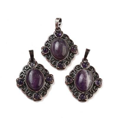 Natural Amethyst Rhombus Pendants