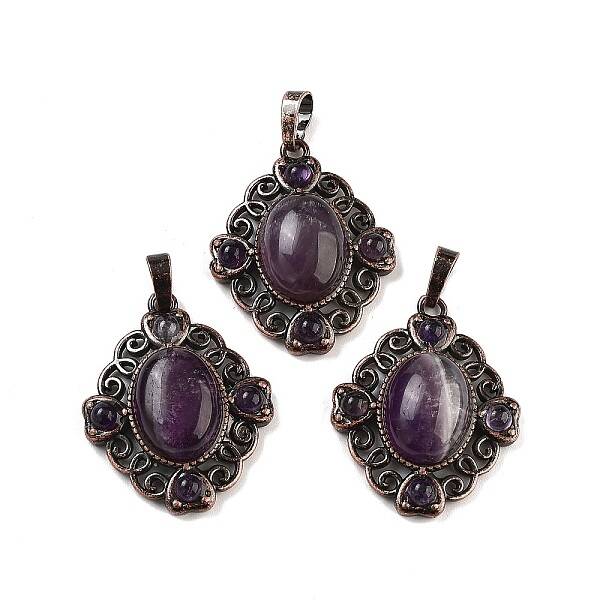 Natural Amethyst Rhombus Pendants