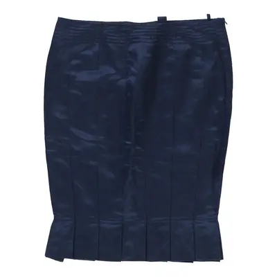 Class Roberto Cavalli Pencil Skirt - 30W UK 10 Navy Linen Blend | Size: UK 10