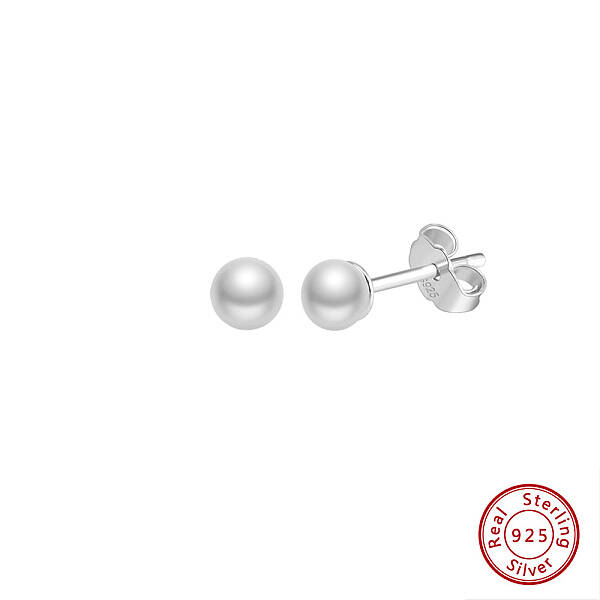 Round Natural Pearl Stud Earrings