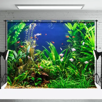 Green Plant Leaves Fish Tank Landscaping Backdrop - Aperturee