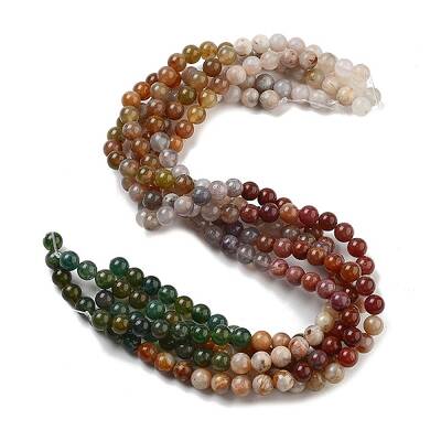 Natural Bamboo Leaf Agate and Indian Agate Beads Strands