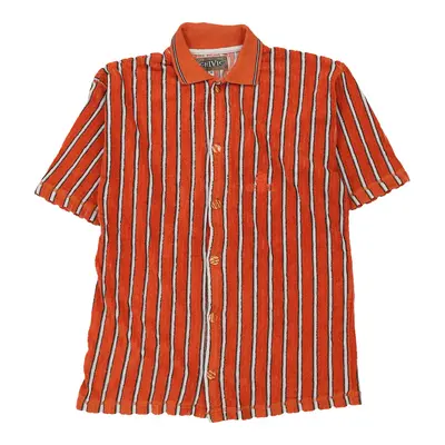 Chivic Striped Short Sleeve Shirt - Medium Orange Cotton