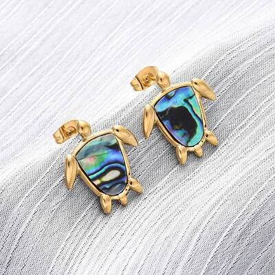304 Stainless Steel Natural Paua Shell Stud Earrings