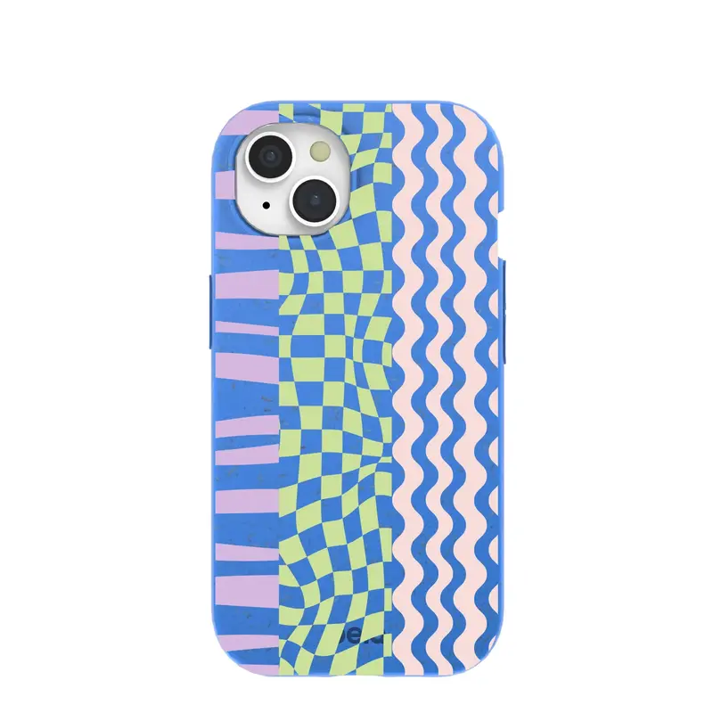 Electric Blue Mixed Up iPhone 15 Case