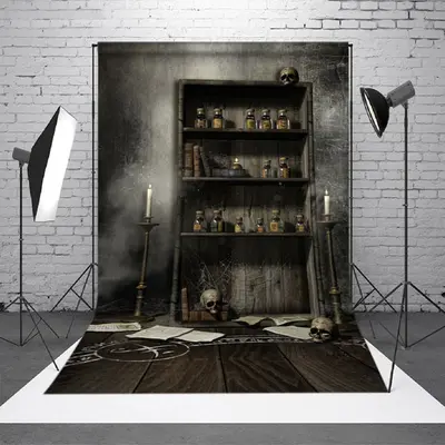 Spooky Wooden Cupboard Floor Halloween Photo Backdrop - Aperturee