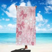 Bow Pattern Beach Towel, Soft Absorbent Towel, Travel Swimming, Diving, Surfing, Bathing, Yoga, Camping, Beach Accessories, ...