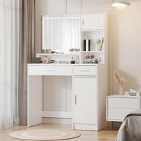 【dealsforyoudays】Vanity Desk with LED Lights Mirror, 3 Lighting Colors Vanity Desk with 2 Drawers, Makeup Vanity for Bedr...