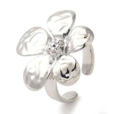 Flower Rack Plating Brass Cuff Rings for Women