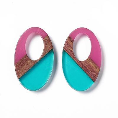 Transparent Resin & Walnut Wood Pendants