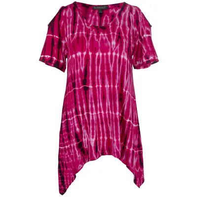 Fuchsia Rain Cold Shoulder Top - S