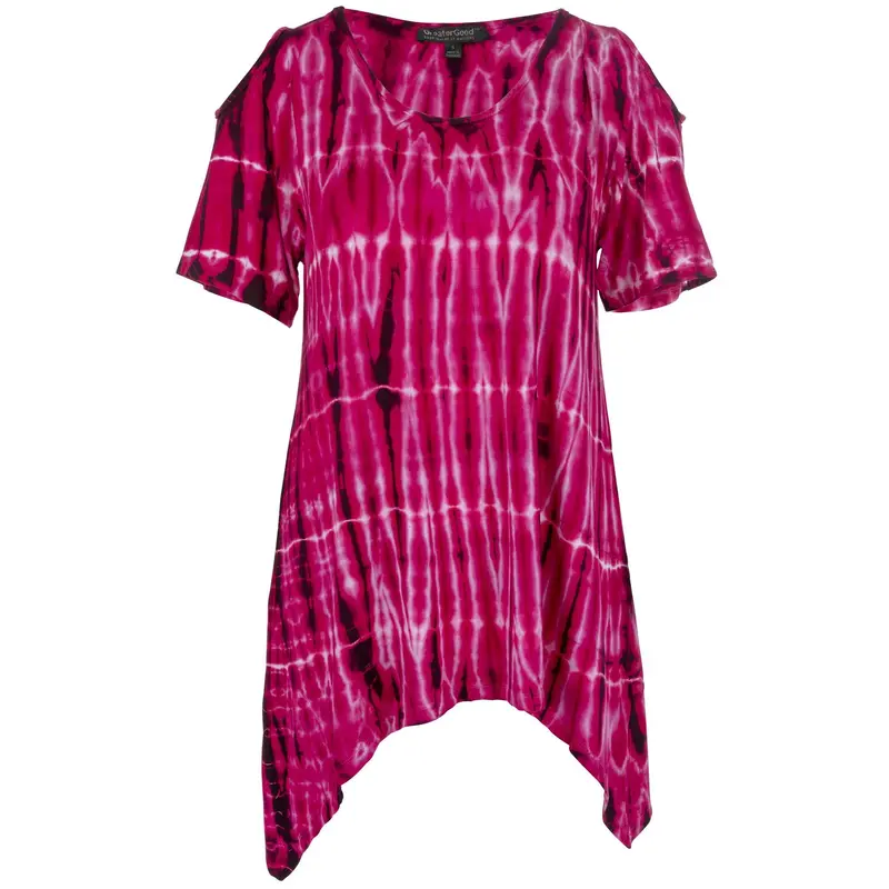 Fuchsia Rain Cold Shoulder Top - S