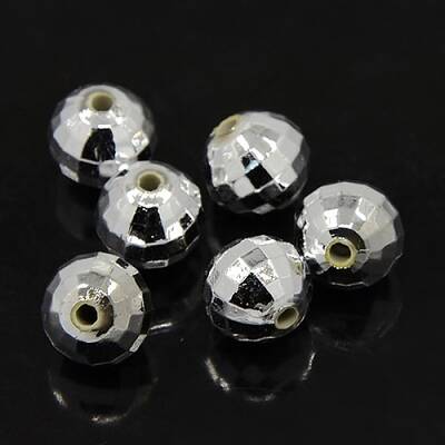 Faceted Round Plated Acrylic Beads