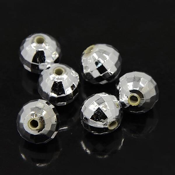 Faceted Round Plated Acrylic Beads