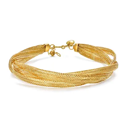 18K Gold Mesh Link Chain Layerered Bracelet