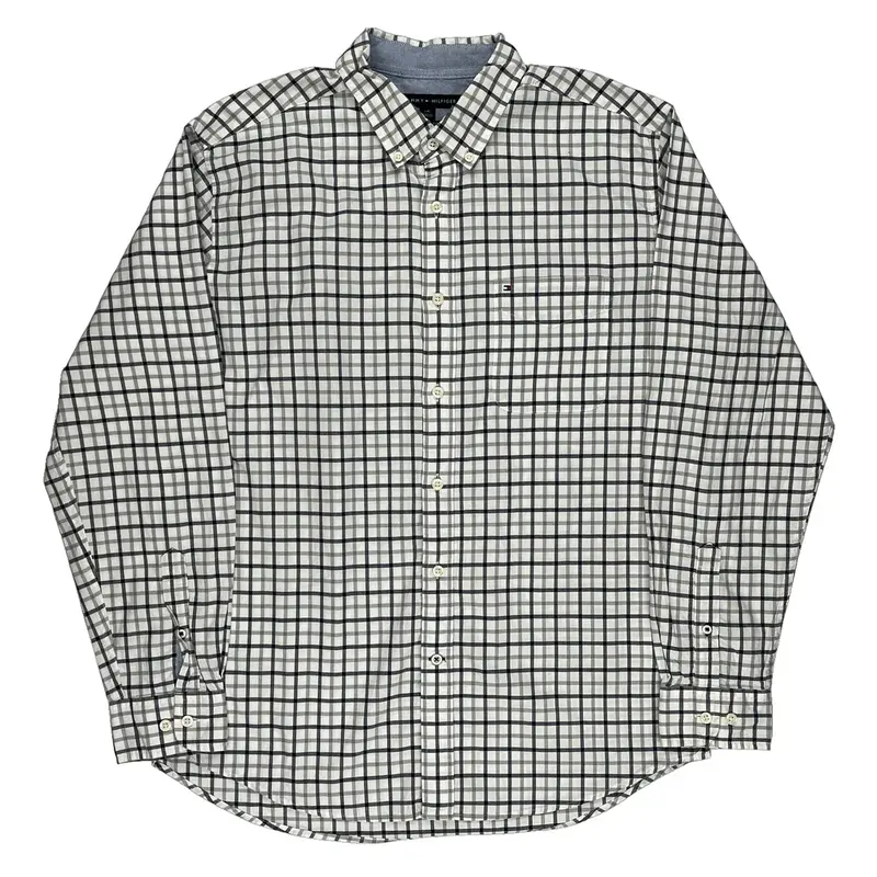 Tommy Hilfiger Checked Shirt - Large White Cotton