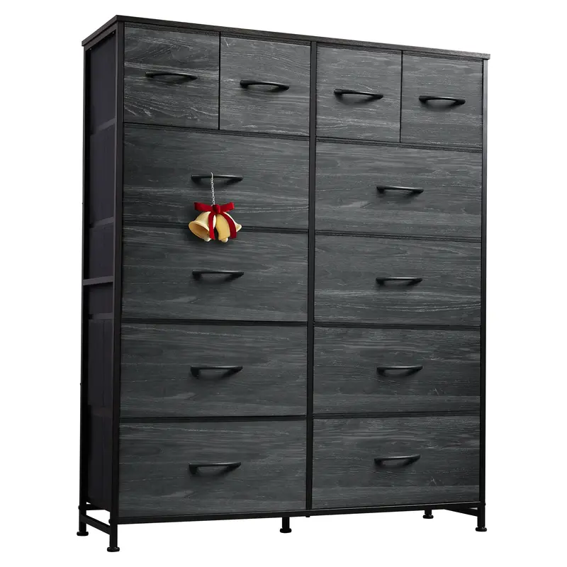 WLIVE Modern Tall Organizing Dresser for Bedroom with 12 Drawers, Cupboard & Chests of Drawers, Fabric Dresser for Bedroom, C...