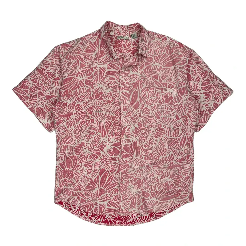 Bugle Boy Hawaiian Shirt - Large Red Viscose