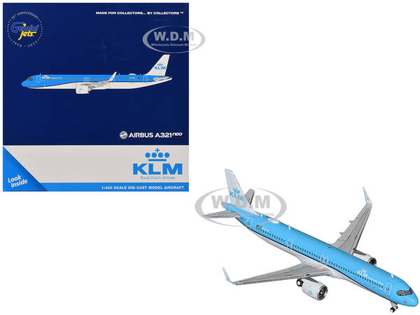 Airbus A321neo Commercial Aircraft KLM Royal Dutch Airlines (PH-AXA) Blue and White 1/400 Diecast Model Airplane by GeminiJet...