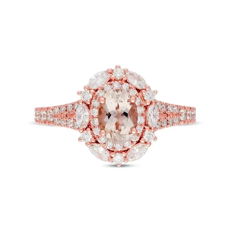 10K Rose Gold Oval Cut Custom Engagement Ring Gemstone Anniversary Rings