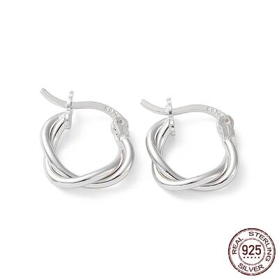 Rhodium Plated 925 Sterling Silver Hoop Earrings