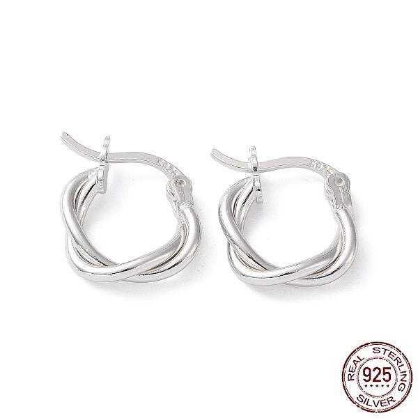 Rhodium Plated 925 Sterling Silver Hoop Earrings