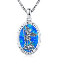 925 Sterling Silver Saint Michael Pendant Mens Archangel Michael Necklace Sterling Silver Amulet Protect Us Catholic Religiou...