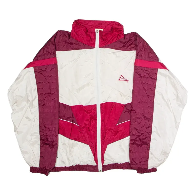 SPORTINO Mens Shell Jacket Maroon Nylon 80s Colourblock XL