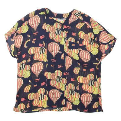 MARKWALD Sheer Womens Printed Top Black Crazy Pattern XL