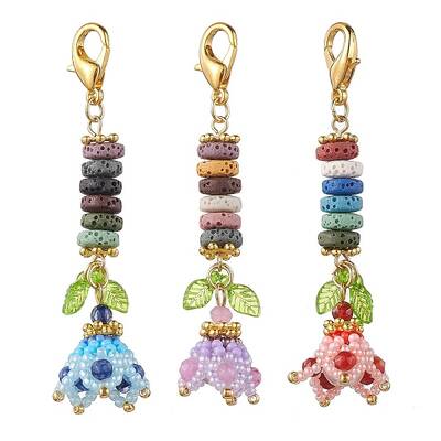 3Pcs Natural Lava Rock Beads Pendant Decorations