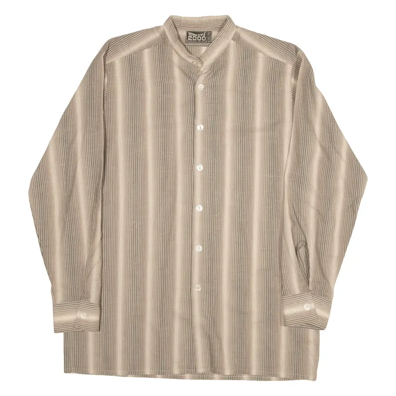 YOUNG STYLE 2000 Shirt Brown Striped Long Sleeve Mens L