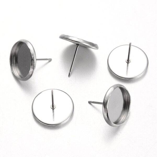 Tarnish Resistant Flat Round Stainless Steel Stud Earring Settings