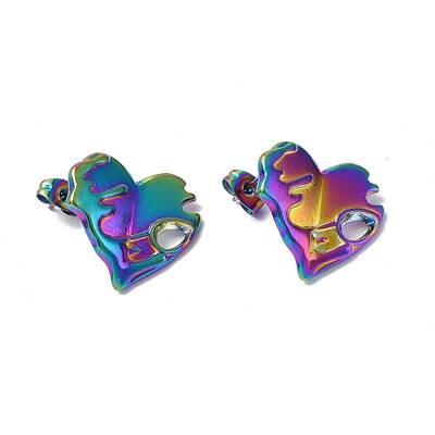 Ion Plating(IP) 304 Stainless Steel Heart Stud Earrings for Women