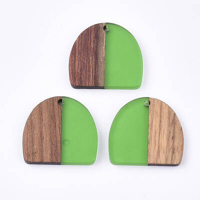 Resin & Walnut Wood Semi Circle Pendants