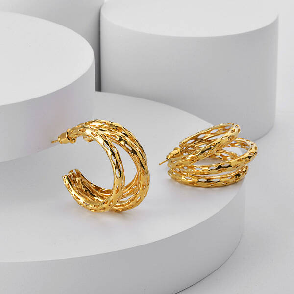 Hollow Moon Brass Stud Earrings
