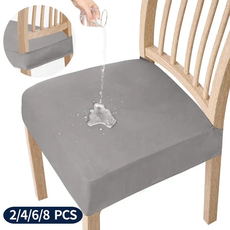Easy-Going Chair Seat Covers Set of 2,4,6,8 Waterproof Stretch Chair Seat Slipcovers Protector, Removable and Washable Kitche...