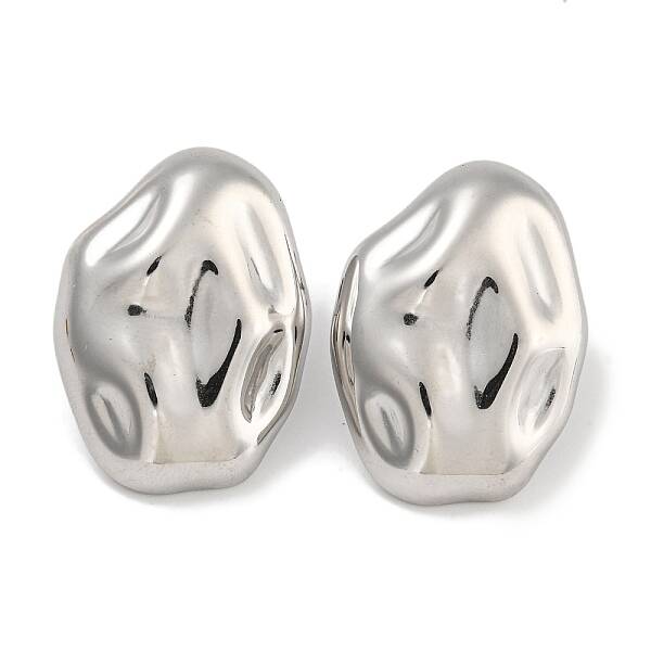 304 Stainless Steel Oval Stud Earrings for Women