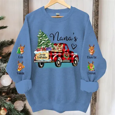 Little Reindeer Christmas Tree Truck Custom Sweatshirt - Aperturee